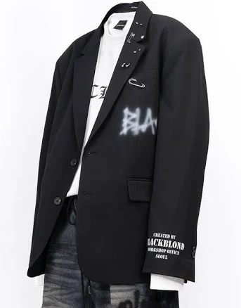 Black Graffiti Graffiti Logo Piercing Blazer