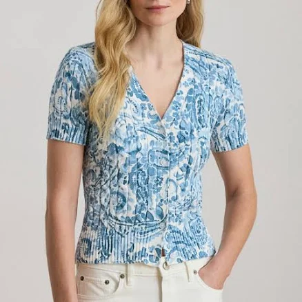 Ralph Lauren Women's Paisley Cable-Knit Cardigan