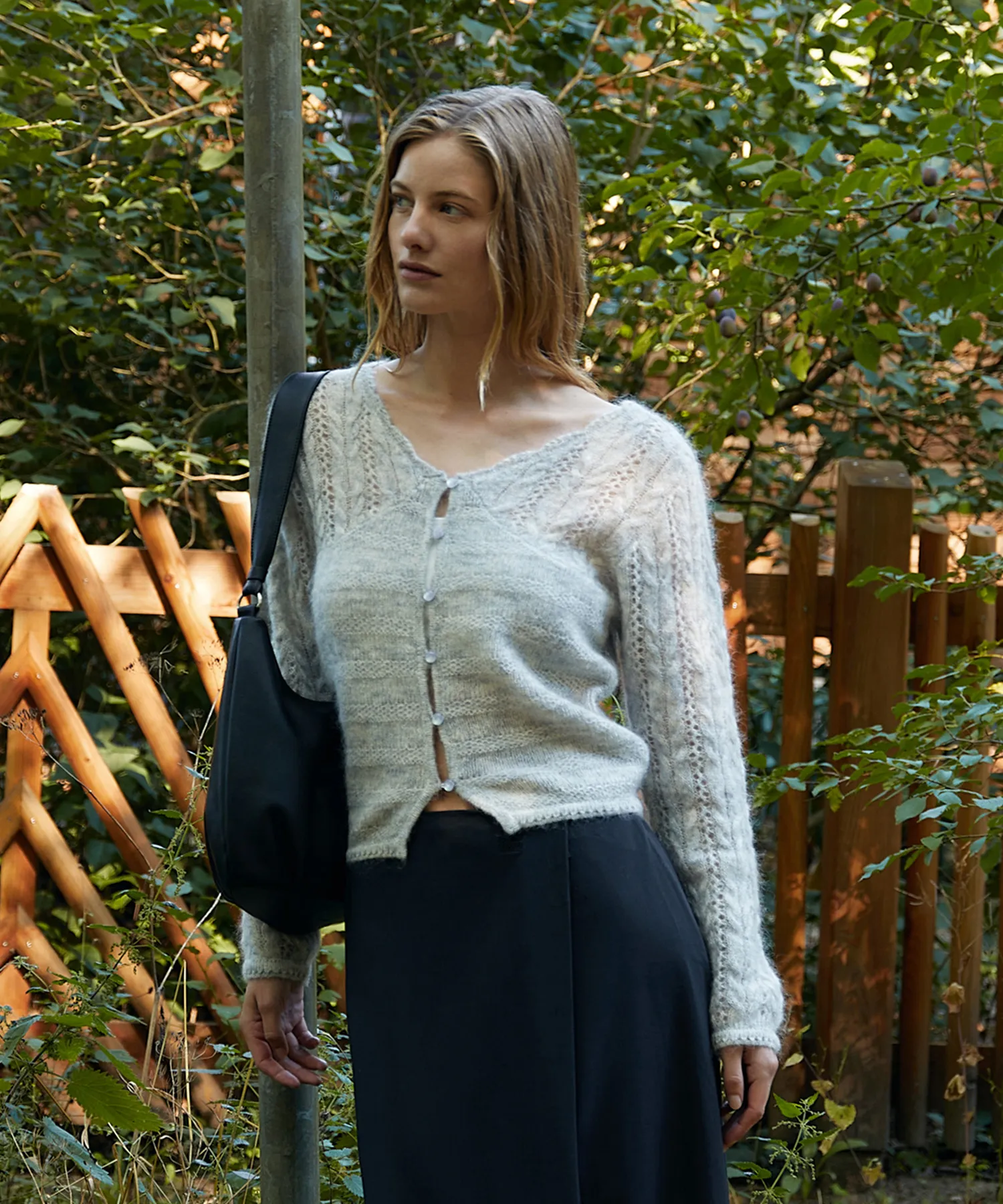 HAIRY CABLE CARDIGAN [MELANGE GRAY]