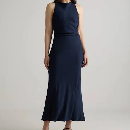 Quince Women's Washable Stretch Mulberry Silk High Neck Midi Dress