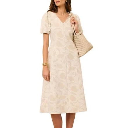Mint Velvet Women's Jacquard Puff Sleeve Midi Dress