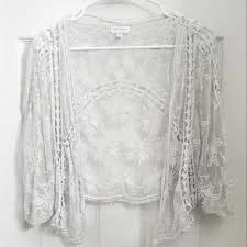 Cropped White Lace Cardigan
