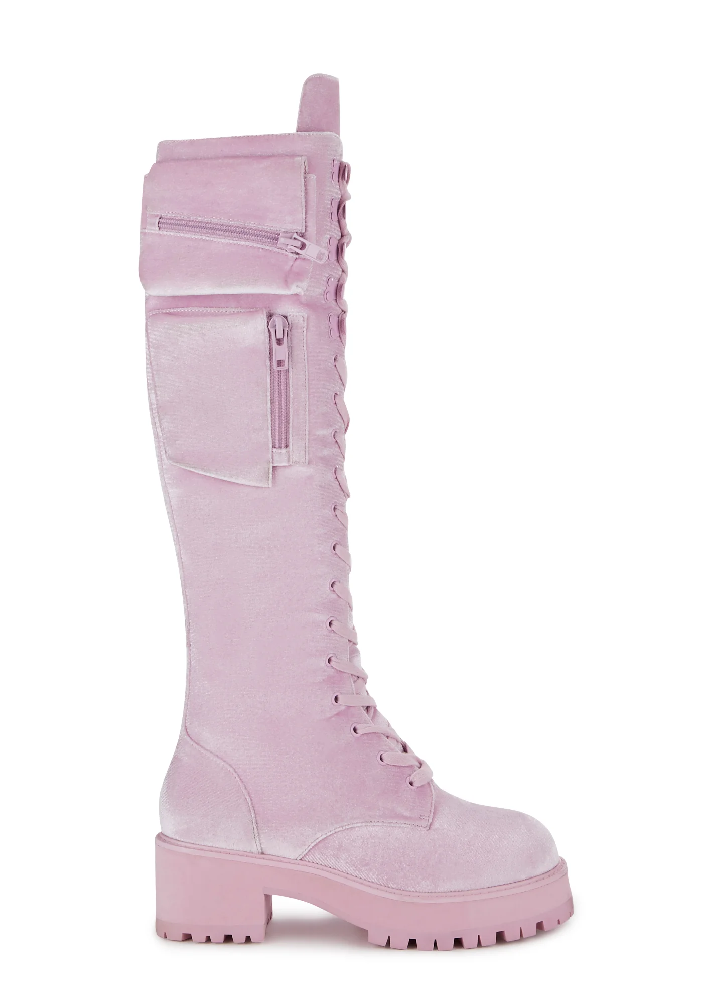 Sugar Thrillz Velvet Combat Boots With Pocket