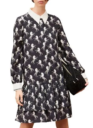 Mint Velvet Horse Print Mini Shirt Dress