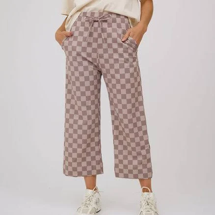 Albion Fit Women's Audrey Wide Leg Checkers Pants