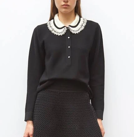 Ruffled Collar Knit Shirt