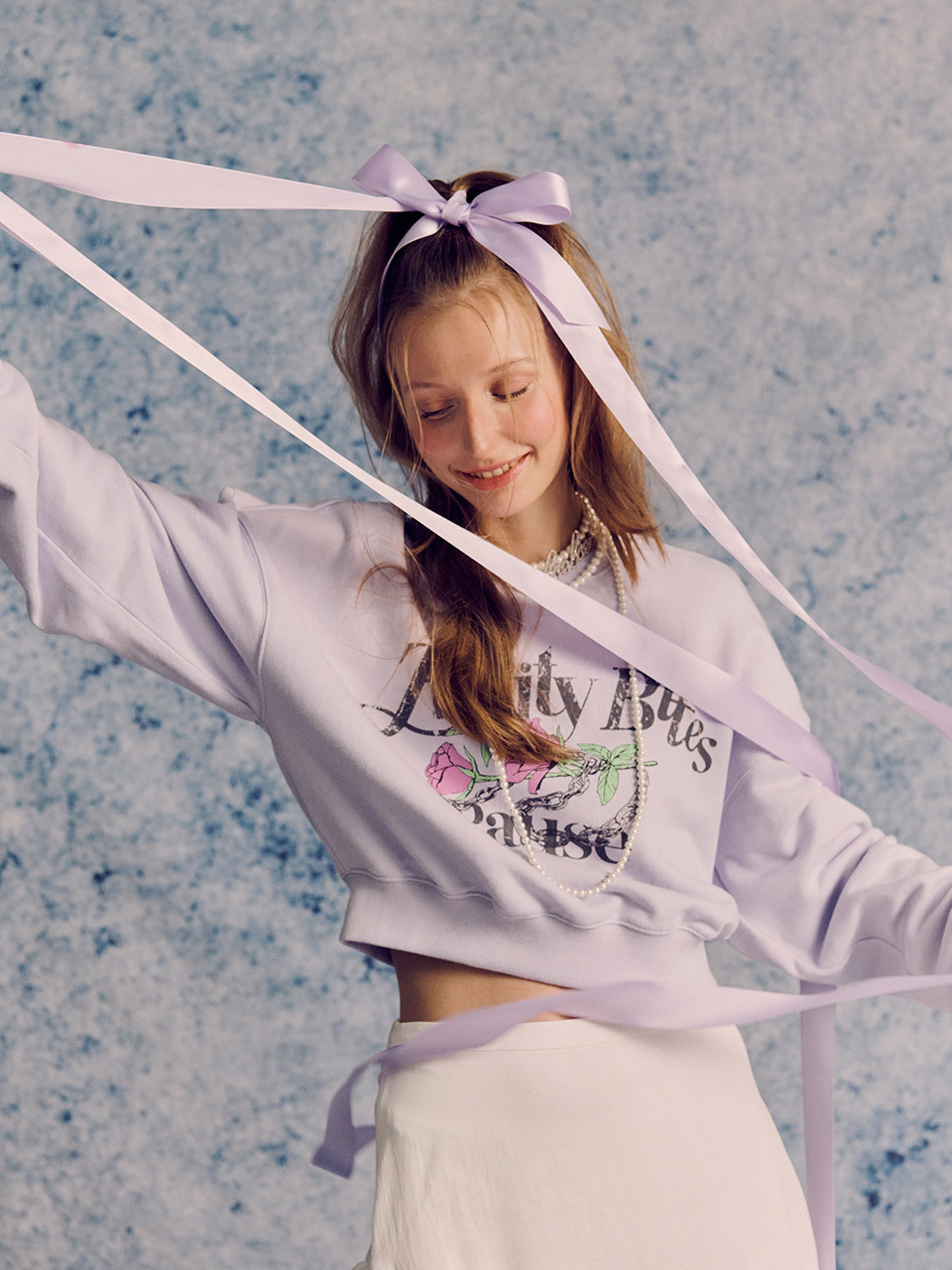 Rose-chain Graphic Sweatshirt Lavender