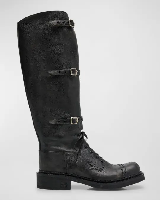 Multi Buckle Tall Moto Boots
