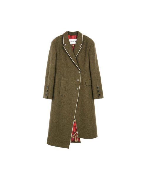 Raw-edge Asymmetric Coat