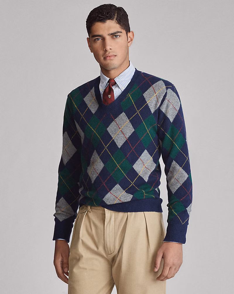 Argyle Wool-Cashmere Sweater