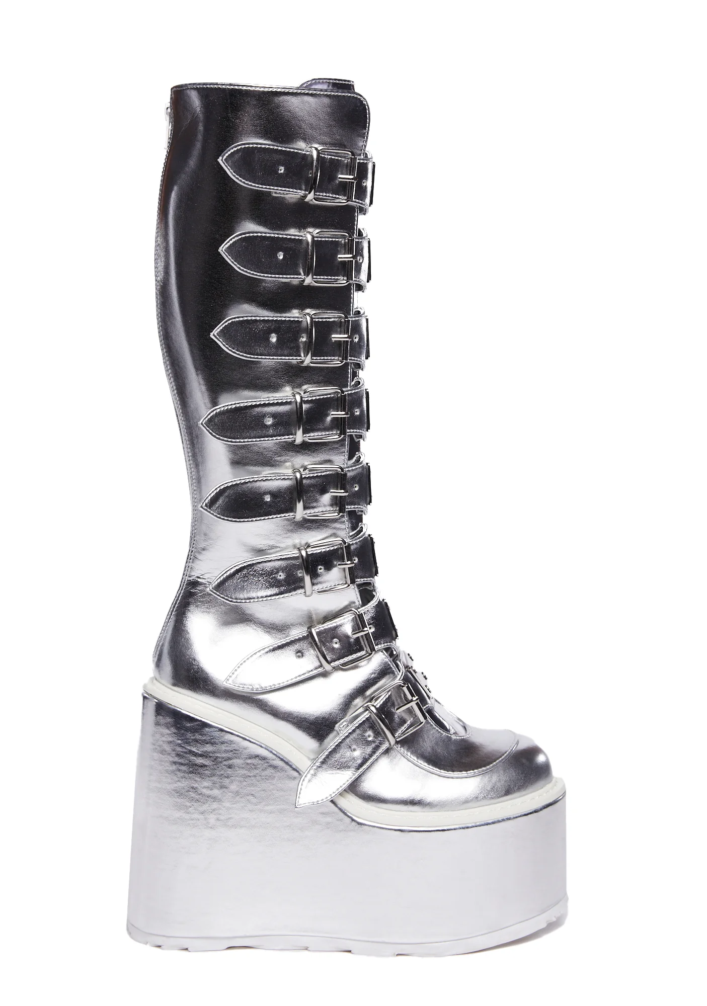 Demonia Knee High Buckle Platform Boots