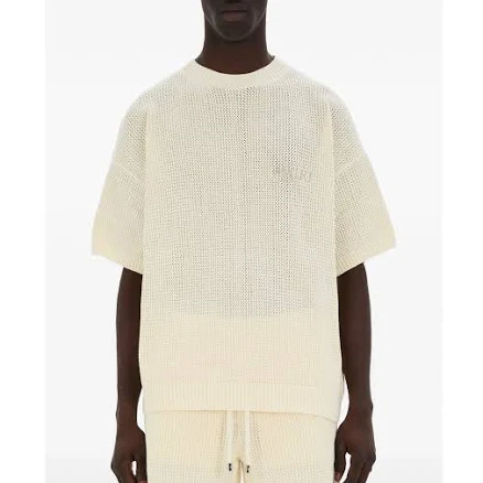 AMIRI CROCHET MESH TSHIRT, IVORY / L