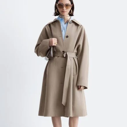 & Other Stories Tie-Belt Wool Trench Coat