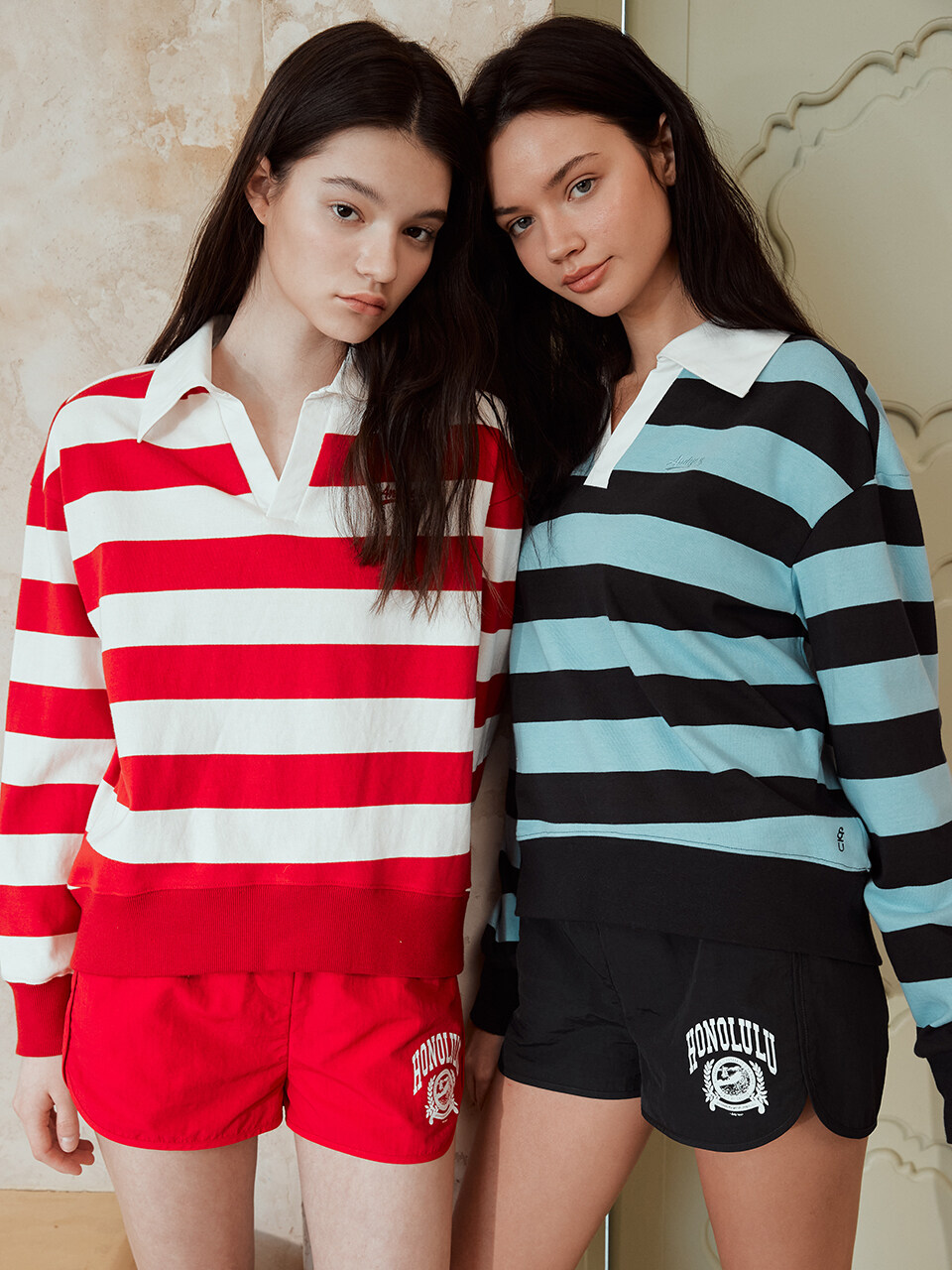 Sorae V-neck Collar Stripe Sweatshirt