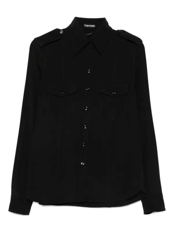 Point-collar Silk Shirt