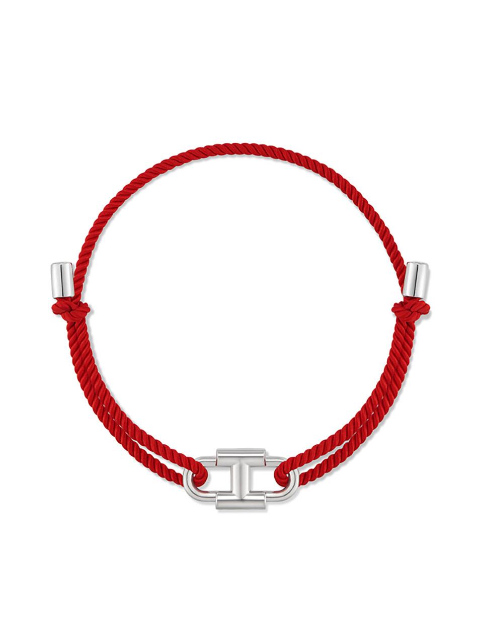 Heriter Silver Emblem String Bracelet Red