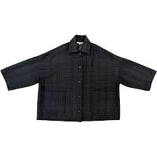 Oversized Wool Shirt Jacket - Blue/Grey Plaid