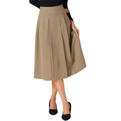 Inspire CHIC Women's High Waist A-Line Pleated Midi Skirt