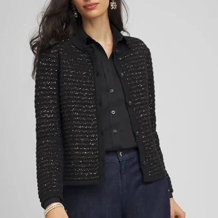 Chico's Women's Shine Cropped Cardigan Sweater
