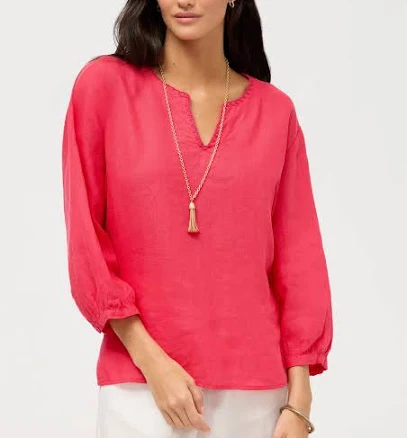 Johnny Was Women's Split Neck Linen Blouse