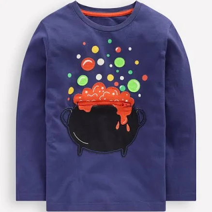 Zip Detail Appliqué T-shirt-Starboard Blue Caldron