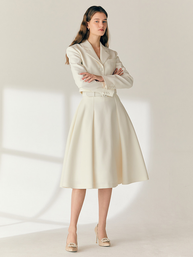 Tuck Detailed Midi Skirt