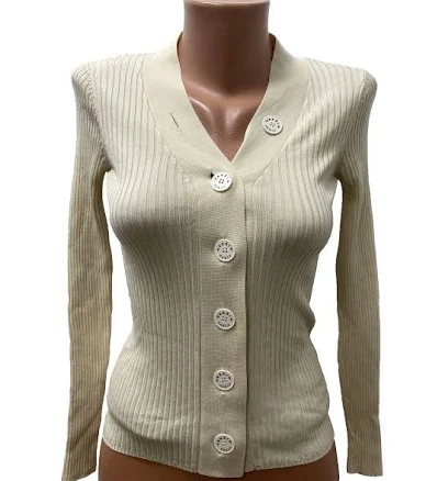 Sandro Women Cardigan With Logo Buttons Ivory 0 - Xs - S Gabrielle