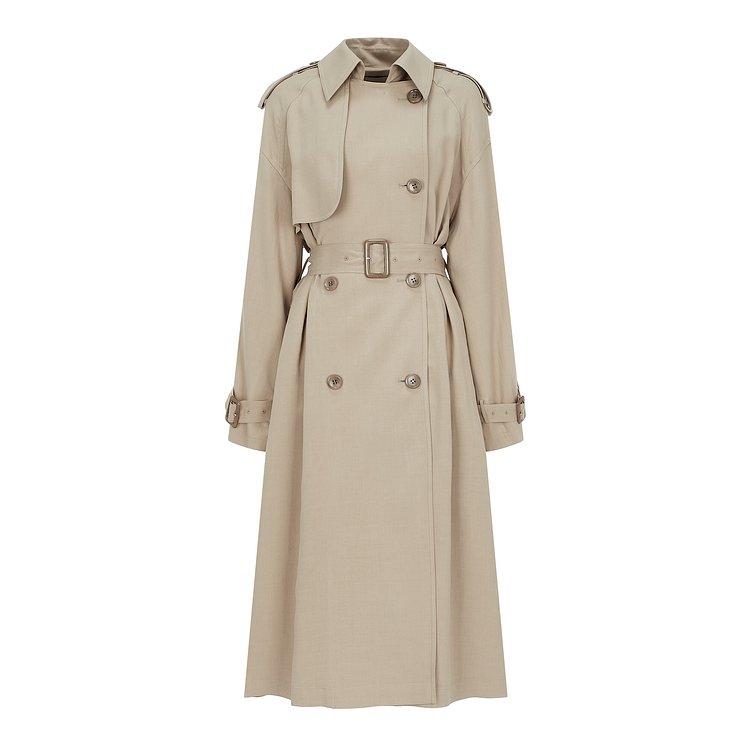 Belted Pleated Trench Coat