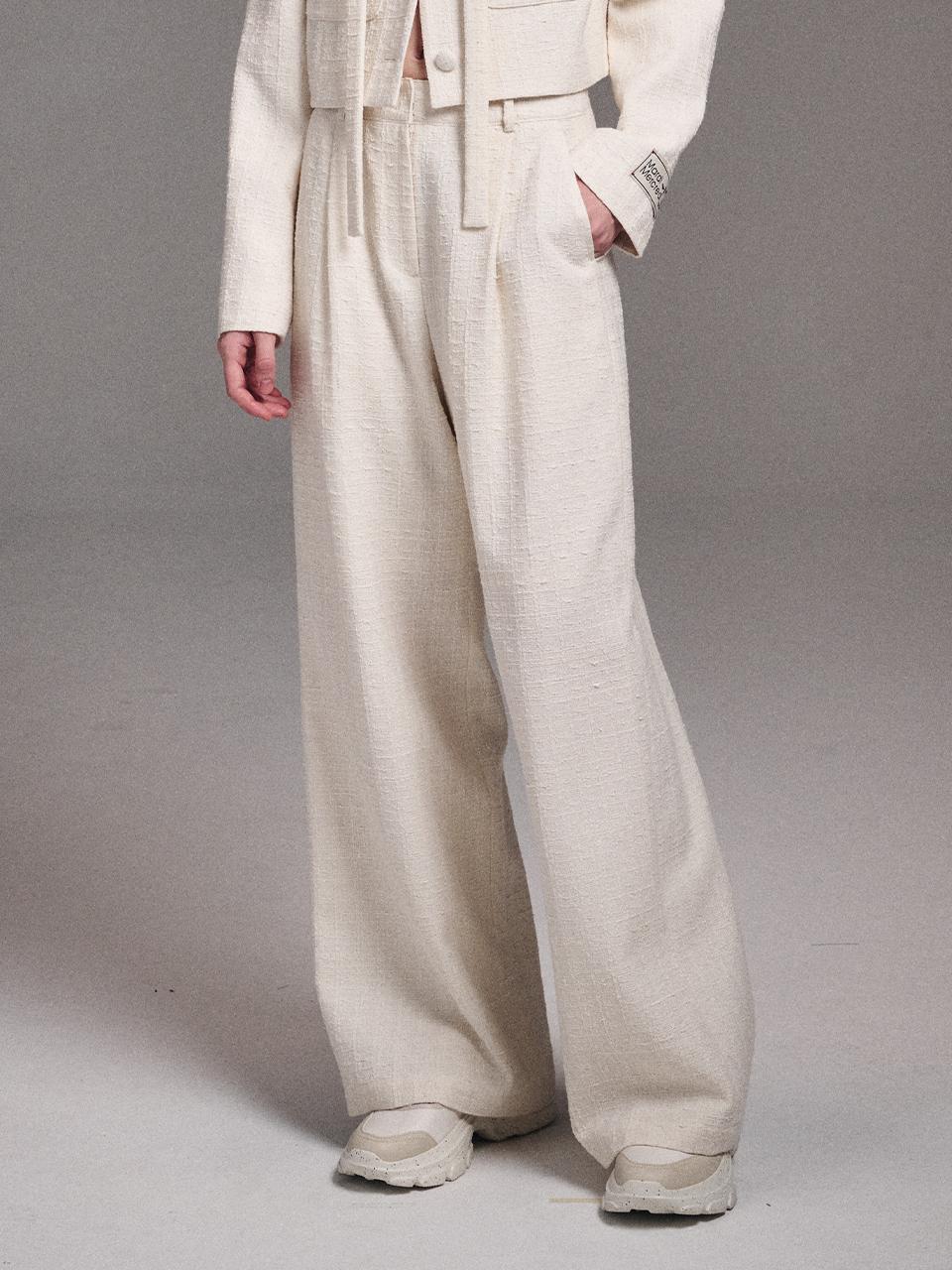 Spring Tweed Wide Leg Pants