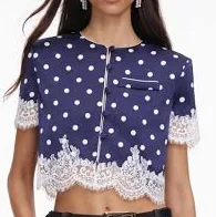 Self Portrait Polka Dot Satin Top