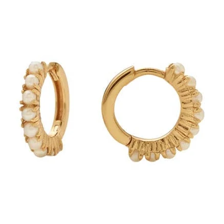 Made By Mary Women's Pearl Huggie Hoop Earrings