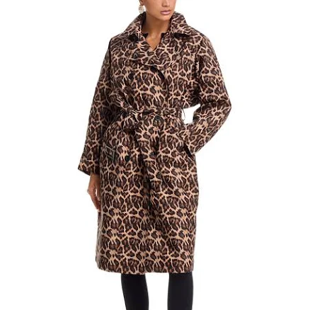 AQUA Women's Leopard Trench Coat