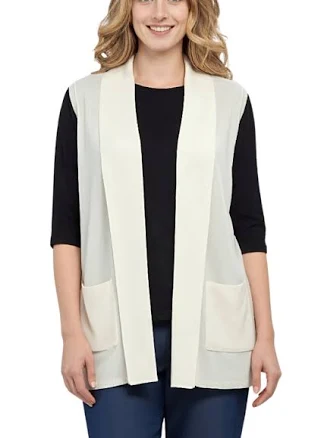 Turtle Bay Women's Long Sleeveless Open Front Shawl Collar Vest