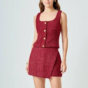 Endless Rose Tweed Front Flap Mini Skirt