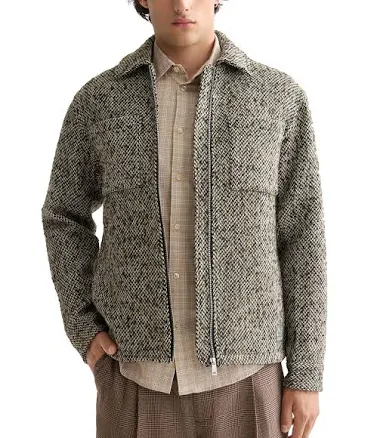 scotch & Soda Men's Regular Fit Tweed Wool Blend Overshirt