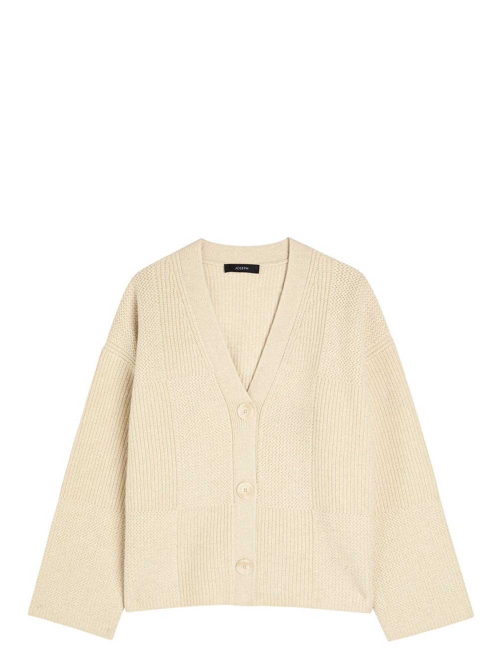 Cream V-neck Line Cardigan