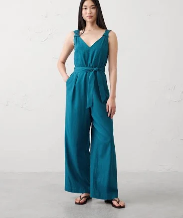 Midnight Lagoon Women's Linen-Blend Origami Knot Jumpsuit