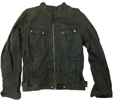 Vintage Diesel Black / Blue Stitch Biker Moto Jacket Men’s Zip-up Moto