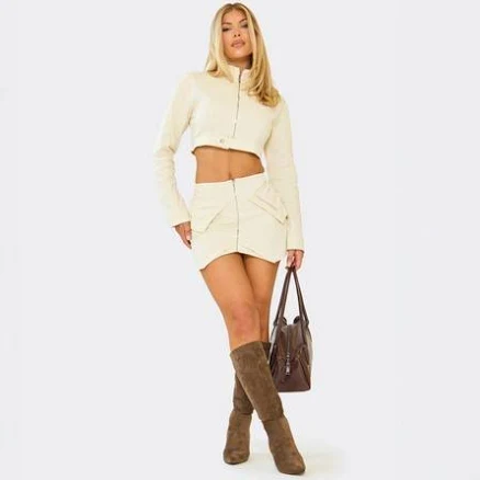 EGO Women's Mid Rise Zip Front Mini Skirt