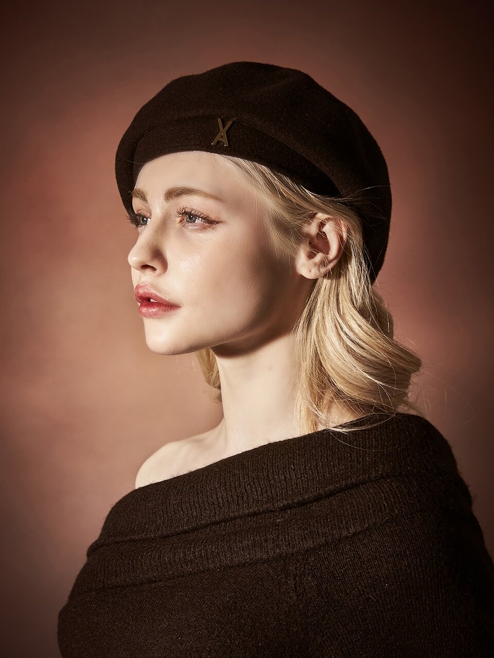 Stud Logo Wool Beret_Black