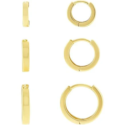 Brilliance 18k Gold Flash Plated Hoop Earring Set