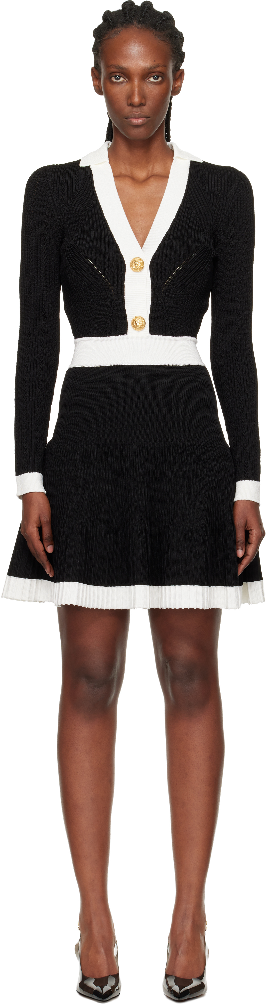 Black & White Pointelle Minidress