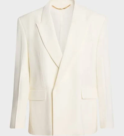 Victoria Beckham Double-Breasted Blazer Jacket, Ivory, Women's, 4, Coats Jackets & Outerwear Blazers