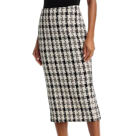 AQUA Women's Houndstooth Tweed Midi Skirt
