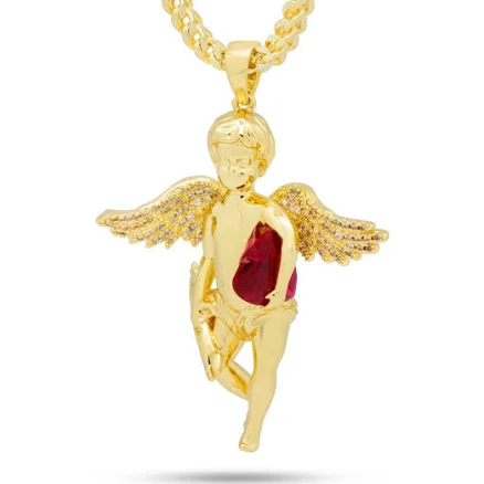 King Ice 14K Gold Cupid Necklace
