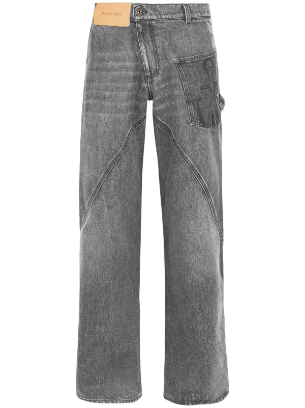 Distressed Straight-leg Jeans