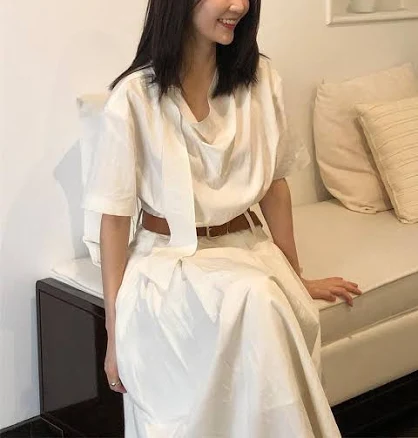 On&on Scarf Neck Pleated Dress
