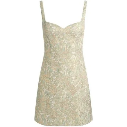 Alice + Olivia Eve Embroidered Metallic Brocade Mini Dress