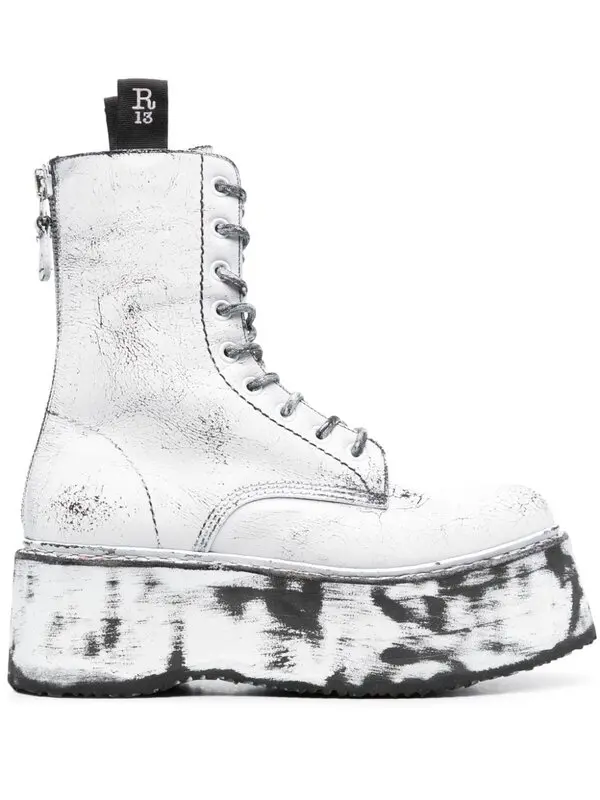 Cracked-effect Leather Boots