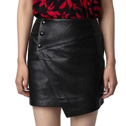 Junko Biker Leather Skirt In Noir